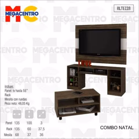 Combo Natal panel para tv hasta 55 pulgadas