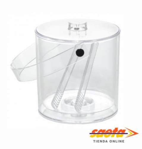 Transparent acrylic ice cube with handle, lid and clamps