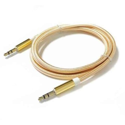 Auxiliary cable 3.5 gold meshed 1 meter