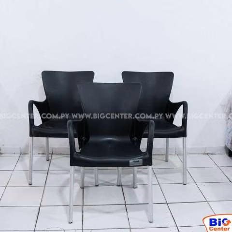Silla fija setu con posa brazo plastico negro