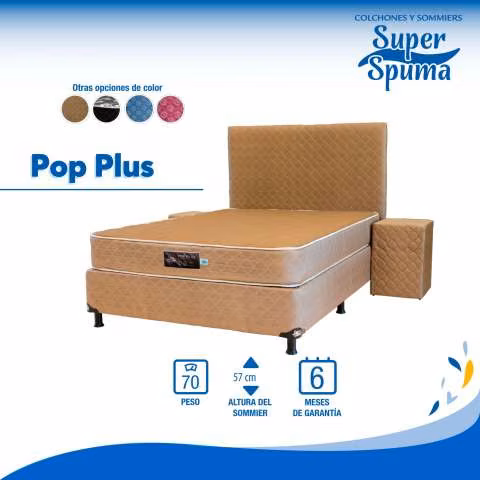 Juego somier pop plus 1,40 x 1,90 soporta 70k superspuma