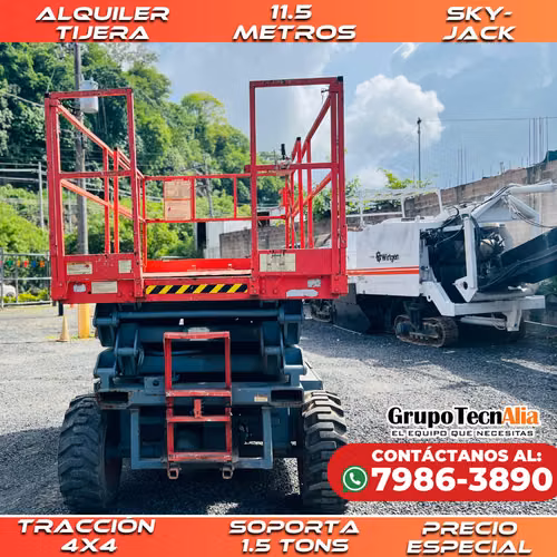2025 Alquiler Tijera SkyJack 4x4 11.5 Metros y Soporte 1.5 Tons