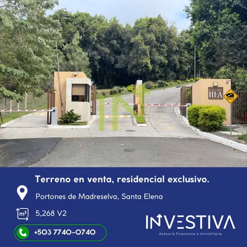 TERRENO EN VENTA EN SANTA ELENA, ANTIGUO CUSCATLÁN.