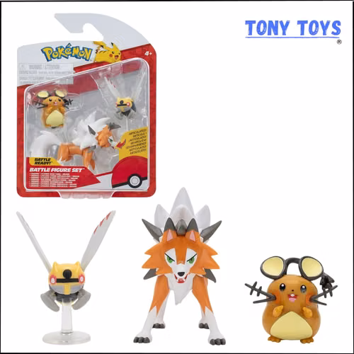 Pokémon Battle Figure 3 Pack Ninjask + Dedenne + Lycanroc.