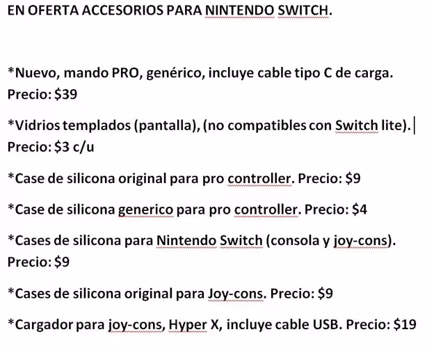 EN OFERTA ACCESORIOS PARA NINTENDO SWITCH