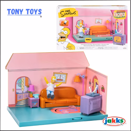 The Simpsons Living Room Diorama House Playset, action figure of Homer and accessories.