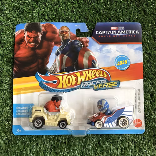 Hot Wheels Racer Verse Double Pack - Capitan America Brave new World Marvel (Red Hulk Exclusive).