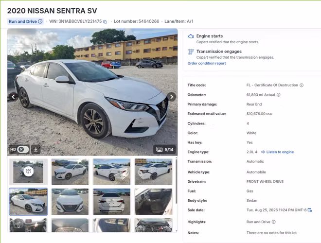 NISSAN SENTRA SV 2020