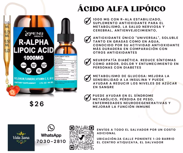 Suplemento Alimenticio de ácido alfa lipóico (ALA)