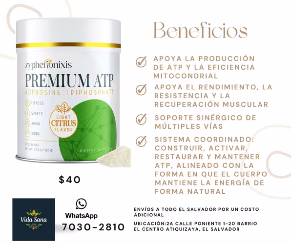 Suplemento en polvo de ATP, trifosfato de adenosina,– Apoyo mitocondrial con D-ribosa, creatina, HMB y vitaminas B – Fuerza, recuperación y músculo