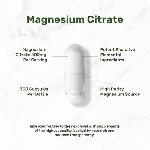 Citrato de magnesio 400 mg por porción, 300 cápsulas vegetales - Imagen 5