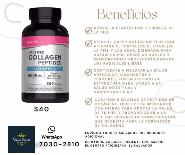 Píldoras de Péptidos de Colágeno | 360 Comprimidos | con Vitamina C
