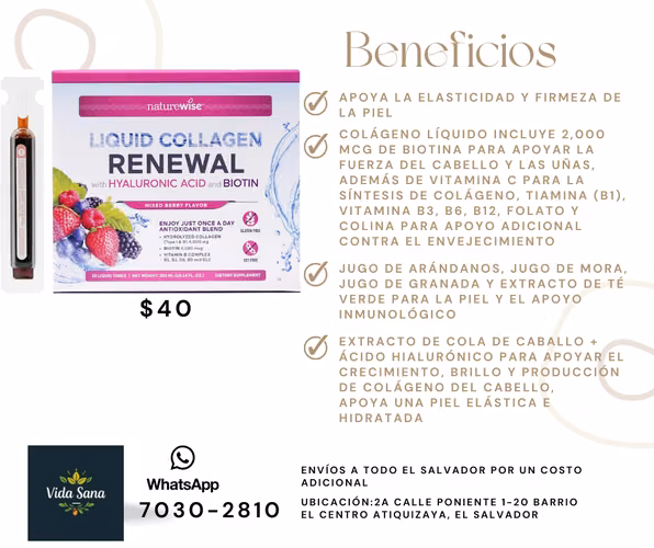 Colágeno Líquido Hidrolizado para Mujeres y Hombres 4000mg