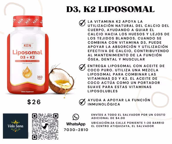 Vitamina liposomal D3 5000 UI + K2 (MK7) 100 mcg