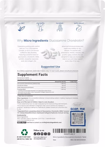 Glucosamina condroitina MSM y cúrcuma equivalente a 4,000 mg, 300 tabletas bisectadas - Imagen 2