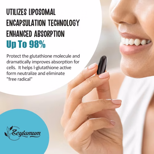 glutatión liposomal de 2400 MG, absorción máxima, forma activa reducida de L-glutatión (GSH), con ácido hialurónico, resveratrol