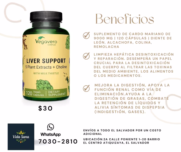 Soporte hepático | Suplemento de cardo mariano de 9000 mg, Diente de león, alcachofa, colina, remolacha