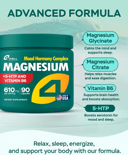 citrato de magnesio, glicinato, 5-HTP y vitamina B6
