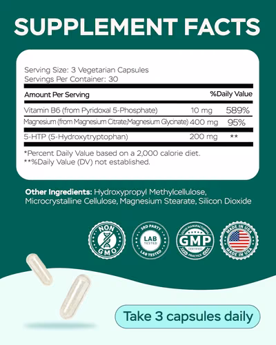citrato de magnesio, glicinato, 5-HTP y vitamina B6