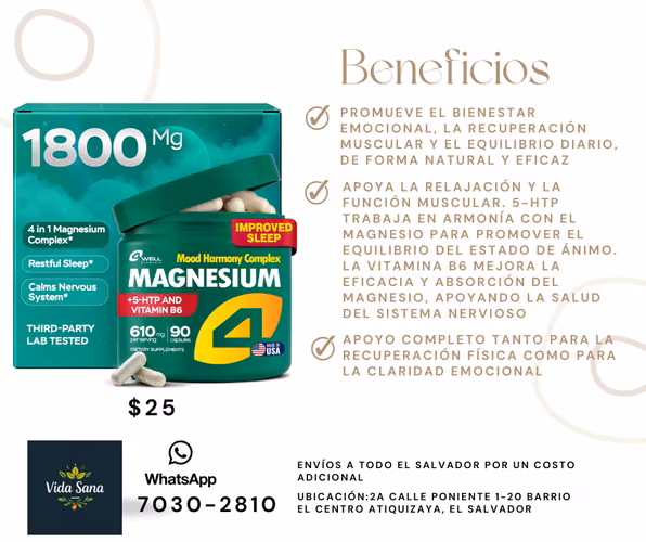 citrato de magnesio, glicinato, 5-HTP y vitamina B6