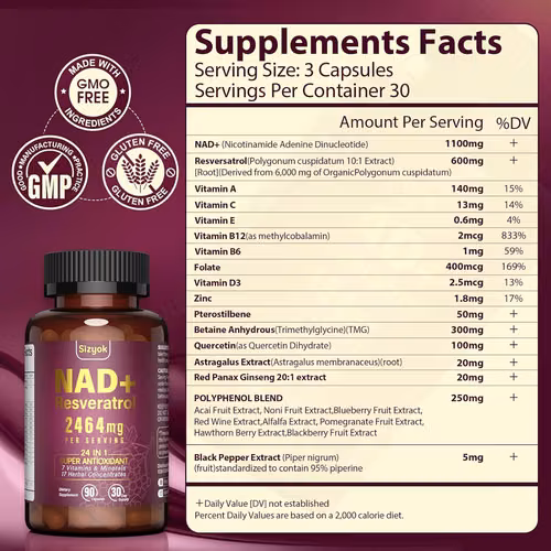 El NAD+ liposomal de Sizyok combina trans-resveratrol altamente biodisponible con tecnología de liposomas