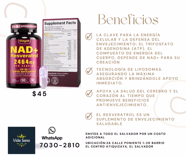 El NAD+ liposomal de Sizyok combina trans-resveratrol altamente biodisponible con tecnología de liposomas