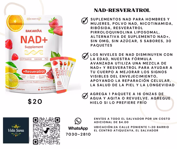 Suplementos NAD para hombres y mujeres, polvo NAD, nicotinamida, ribósida, resveratrol pirroloquinolina liposomal