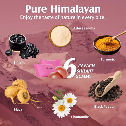 Gomitas Shilajit, 3000 mg de Shilajit puro orgánico del Himalaya con Ashwagandha