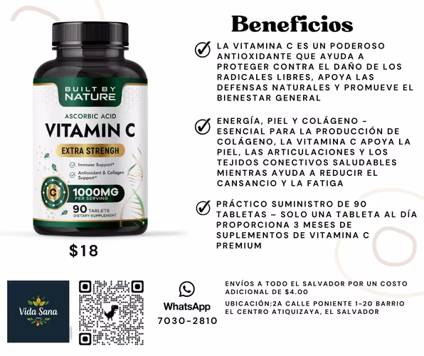 Vitamina C 1000mg – Suplemento de apoyo inmunológico de alta potencia - Imagen 1