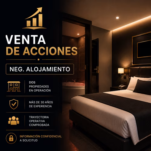 % de Acciones en venta Neg. de Alojamiento