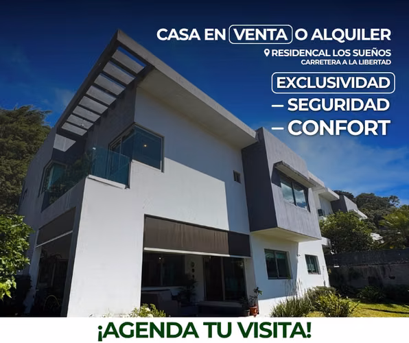 Moderna Casa en Venta en residencial Los Sueños Carretera a La Libertad