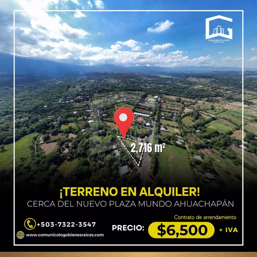 Terreno en Alquiler cerca del Nuevo Plaza Mundo Ahuachapán