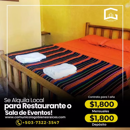Se Alquila Local para restaurante o sala de eventos en Izalco Sonsonate por Atecozol - Imagen 8