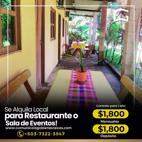 Se Alquila Local para restaurante o sala de eventos en Izalco Sonsonate por Atecozol - Imagen 2