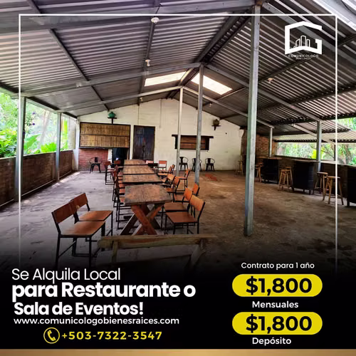 Se Alquila Local para restaurante o sala de eventos en Izalco Sonsonate por Atecozol - Imagen 7