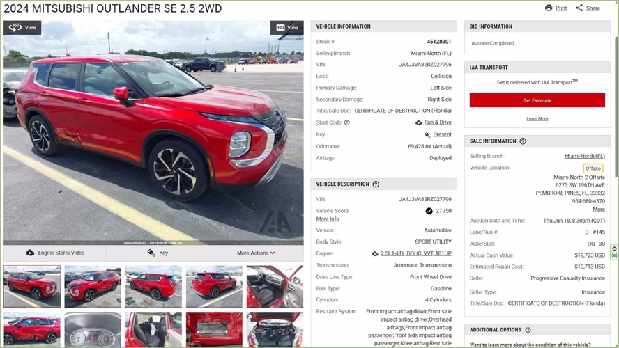 MITSUBISHI OUTLANDER SE 3 FILAS 2024