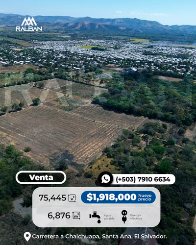 Venta de Terreno para Uso Comercial o Residencial, Chalchuapa, Sta. Ana.
