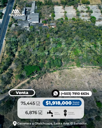 Venta de Terreno para Uso Comercial o Residencial, Chalchuapa, Sta. Ana.