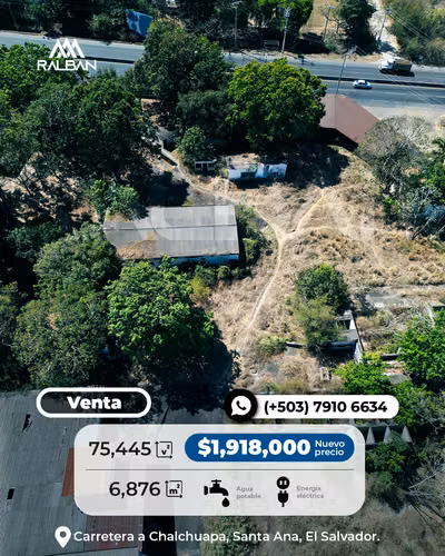 Venta de Terreno para Uso Comercial o Residencial, Chalchuapa, Sta. Ana.