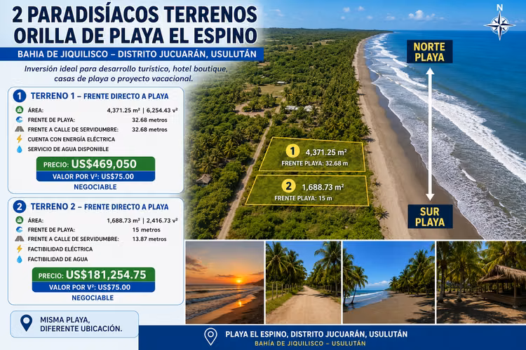 SELL 2 BEAUTIFUL GROUNDS BEACH SHORE THE SPIN. USULUTAN
