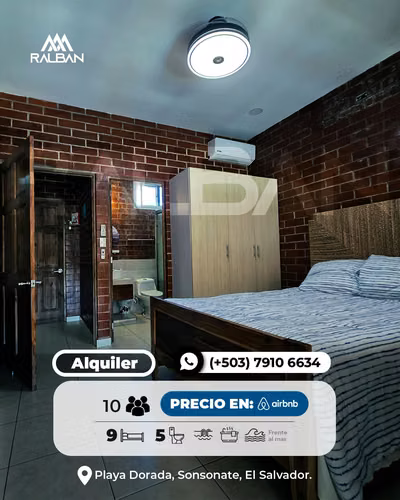 Alquiler por Airbnb de Casa de Playa, Frente al Mar, Full Amueblada.