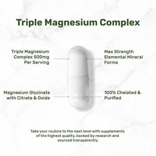 Complejo de magnesio 1,000 mg, 240 cápsulas – Complejo triple de magnesio con glicinato de magnesio, citrato y óxido