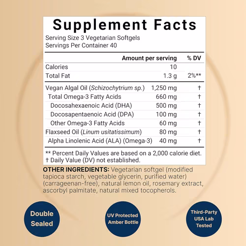 Suplemento vegano de aceite de algas Omega 3 - Imagen 2
