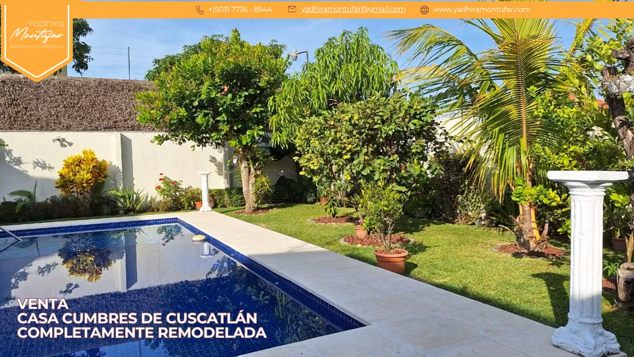 VENTA CASA EN CUMBRES DE CUSCATLÁN COMPLETAMENTE REMODELADA