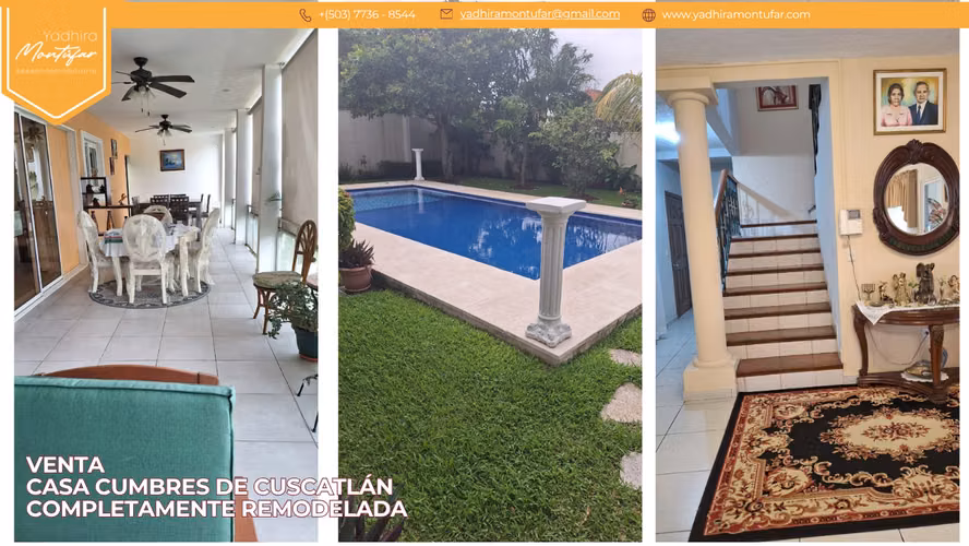 VENTA CASA EN CUMBRES DE CUSCATLÁN COMPLETAMENTE REMODELADA