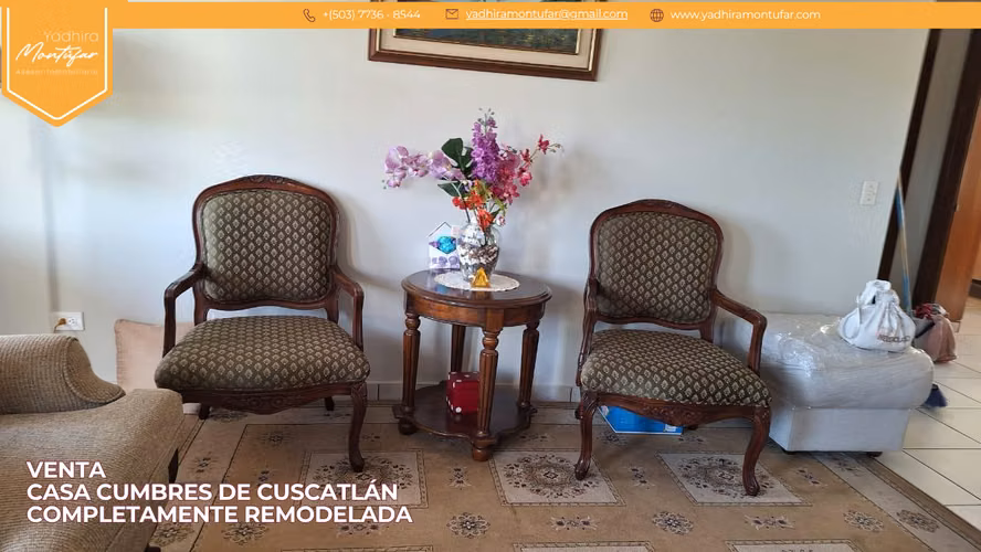 VENTA CASA EN CUMBRES DE CUSCATLÁN COMPLETAMENTE REMODELADA