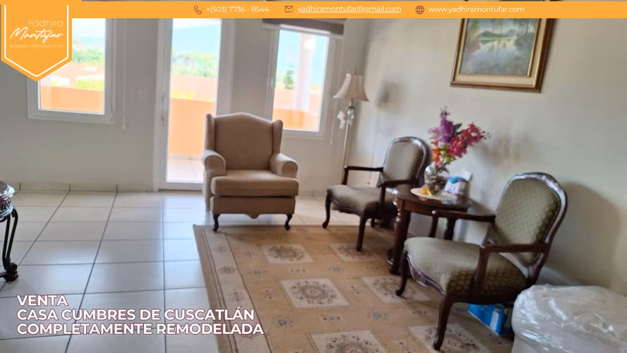 VENTA CASA EN CUMBRES DE CUSCATLÁN COMPLETAMENTE REMODELADA