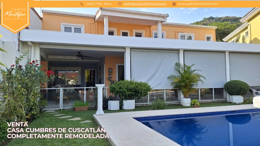 VENTA CASA EN CUMBRES DE CUSCATLÁN COMPLETAMENTE REMODELADA