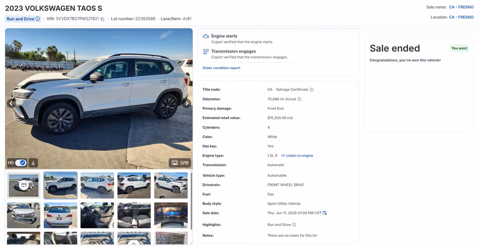 VOLKSWAGEN TAOS S 2023