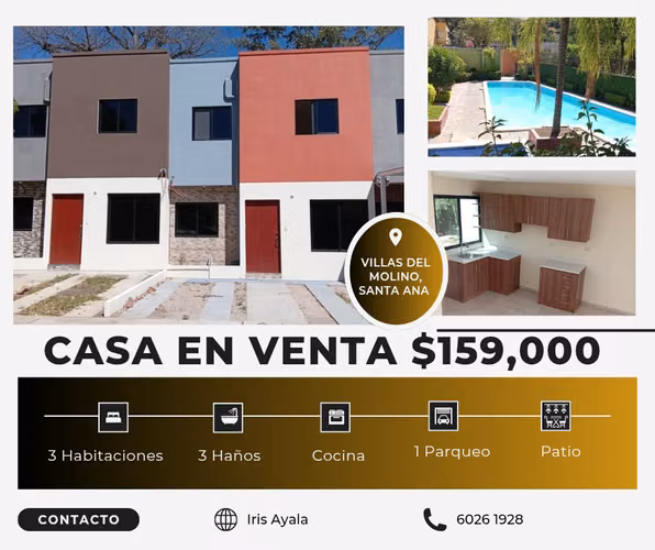  Oportunidad en Villas del Molino – Santa Ana